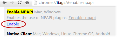 Chrome npapi enable