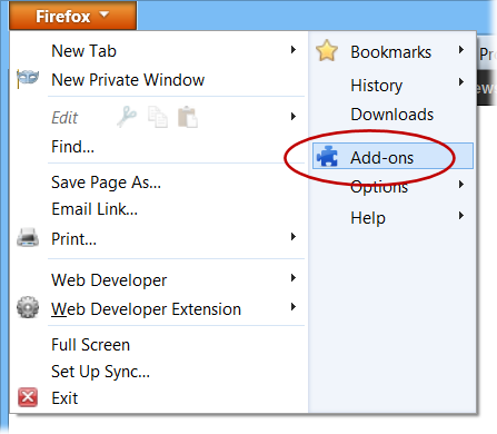 Firefox menu
