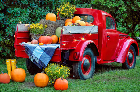 Autumn Red Truck Jigsaw Puzzle