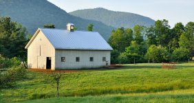 Barn and Mountains