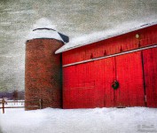 Barn with Christmas Wreath