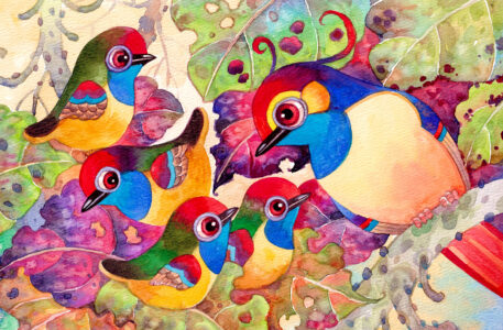 Bird Family Watercolor Jigsaw Puzzle