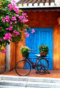 Blue Door and Bicycle Jigsaw Puzzle