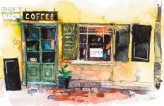 Coffee Shop Watercolor