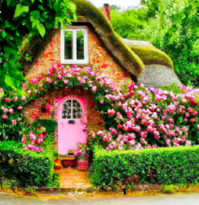 Cottage and Roses Jigsaw Puzzle