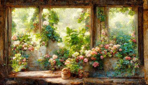 Courtyard Flowers Jigsaw Puzzle