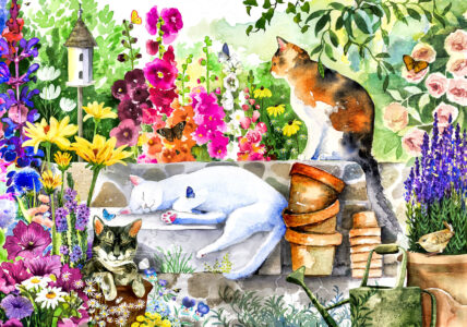 Garden Cats Watercolor Jigsaw Puzzle Garden Cats Watercolor Jigsaw Puzzle