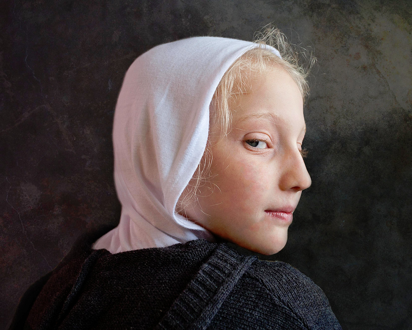 Girl with White Hood Jigsaw Puzzle