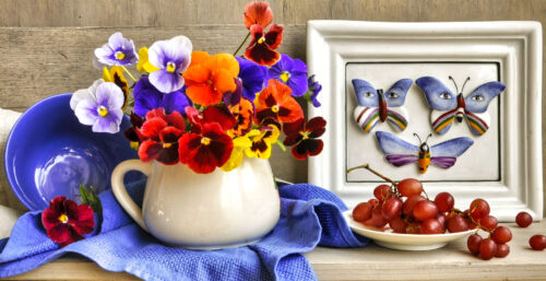 Grapes and Pansies Jigsaw Puzzle