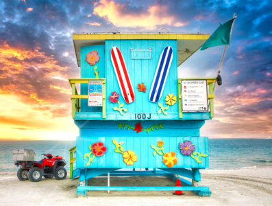 Lifeguard Station Sunset Jigsaw Puzzle