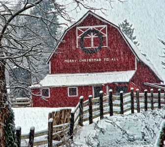 Merry Christmas Barn Jigsaw Puzzle