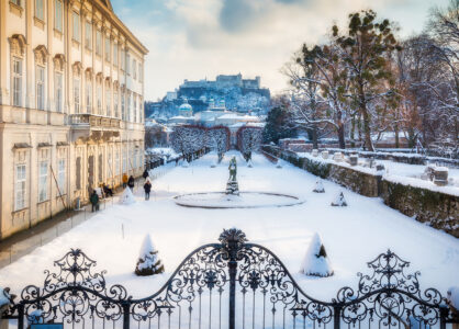 Mirabell Gardens in Snow Jigsaw Puzzle