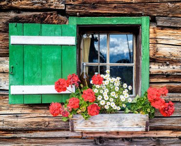 Mountain Cabin Window. Jigsaw Puzzle