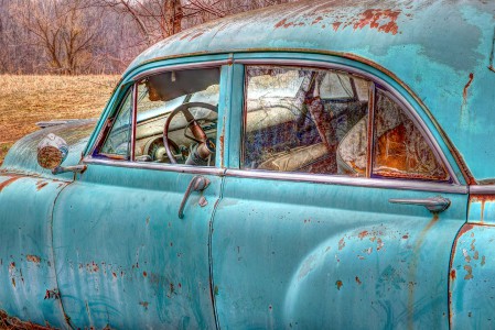 Old Blue Car Jigsaw Puzzle