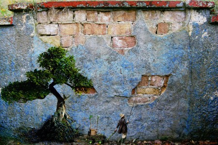 Old Blue Wall Jigsaw Puzzle