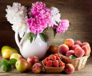 Peonies and Fruit