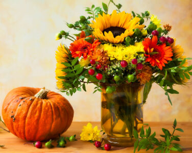 Pumpkin and Flowers Jigsaw Puzzle