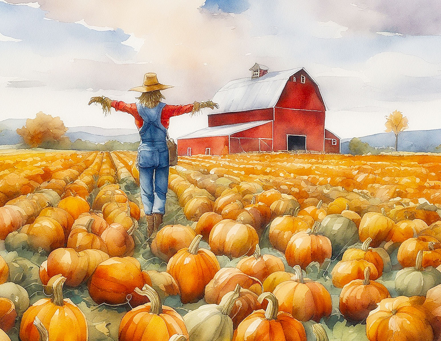 Pumpkin Field Scarecrow Jigsaw Puzzle Pumpkin Field Scarecrow