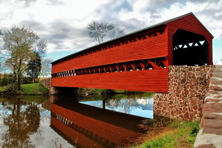 Red Covered Bridge Jigsaw Puzzle