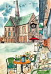 Ribe Denmark Watercolor Jigsaw Puzzle