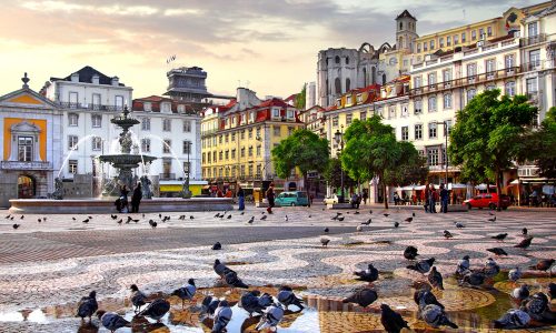 Rossio Square Pigeons Jigsaw Puzzle