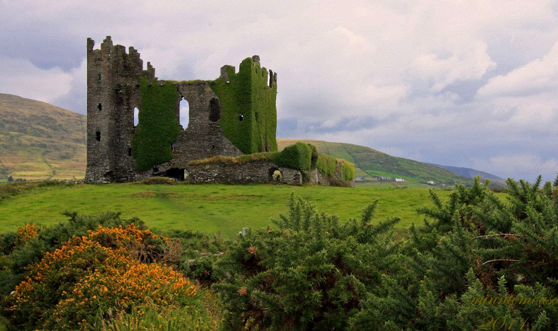 This old stone castle is in Ireland along a well known tourist trail known ...