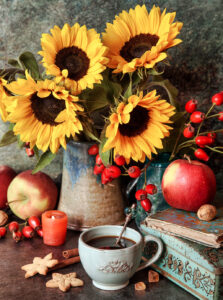 Sunflowers and Coffee Jigsaw Puzzle