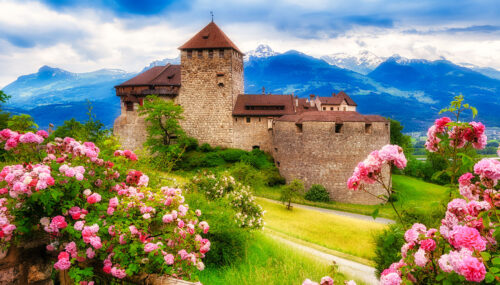 Vaduz Castle Roses Jigsaw Puzzle