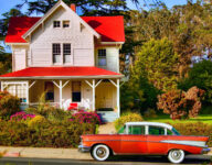 Vintage House and Car Jigsaw Puzzle