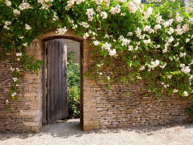 White Flowered Gate Jigsaw Puzzle