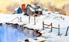 Winter Barn and Pond